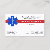 Paramedic EMS EMT Emergency Medical Star Of Life Business Card (Front)