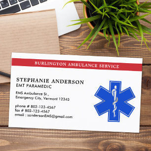 Paramedic EMS EMT Medical Emergency Star Of Life Business Card
