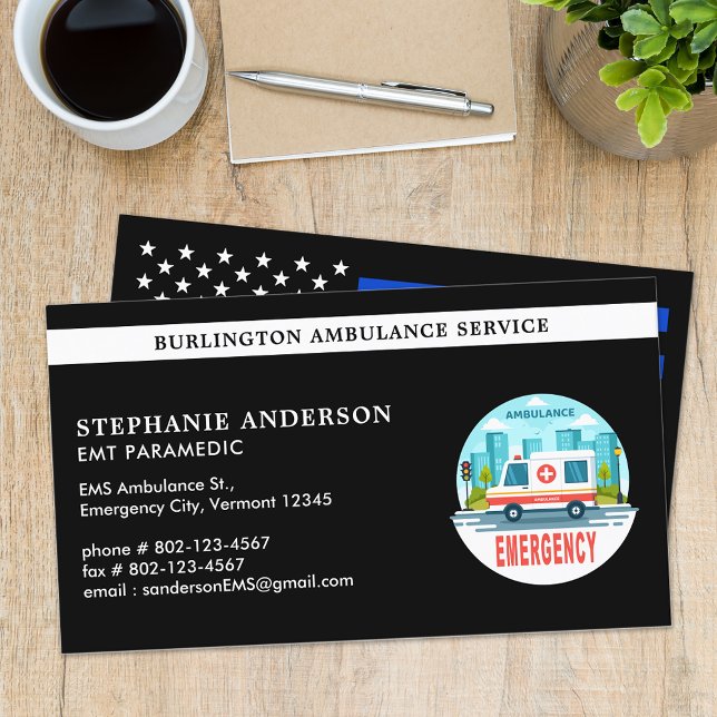 Paramedic EMT Custom Ambulance Service Logo Business Card (Creator Uploaded)
