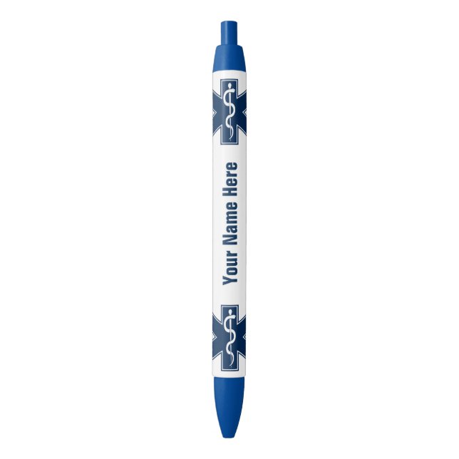 Paramedic EMT EMS Name Template Black Ink Pen (Front Vertical)