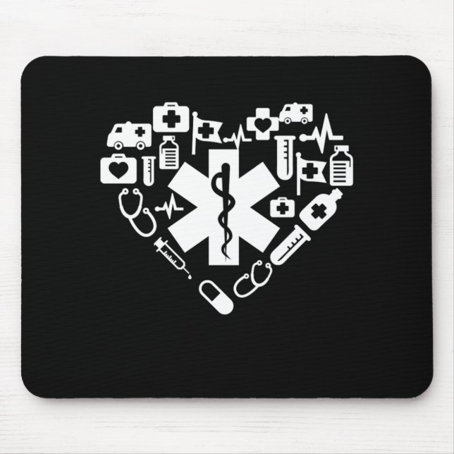 Paramedic Heart Paramedic Caduceus Doctor EMS EMT  Mouse Mat (Front)