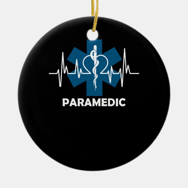 Paramedic Heartbeat Ceramic Tree Decoration (Front)