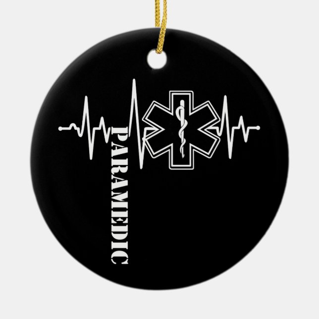 Paramedic Heartbeat Nurse Doctor Ceramic Tree Decoration (Front)
