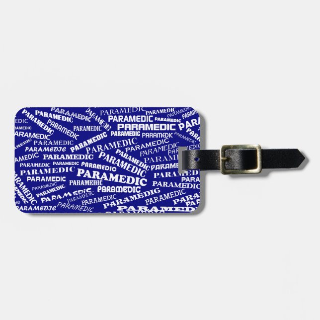 Paramedic Luggage Tag Blue White (add your info) (Front Horizontal)