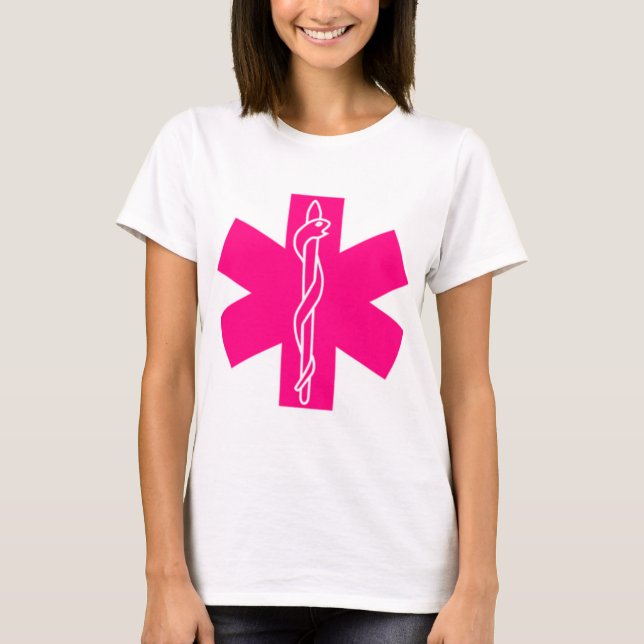 Paramedic Pink Star Of Life T-Shirt (Front)