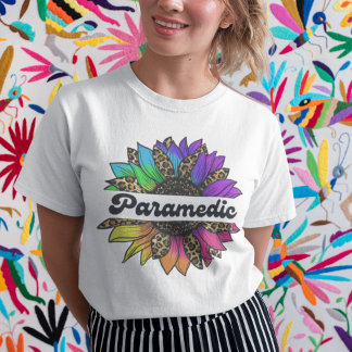 Paramedic Profession Rainbow Sunflower T-Shirt
