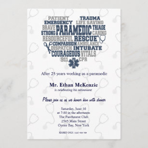Paramedic retirement Denim texture Invitation