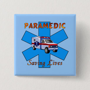 Paramedic Saving Lives 15 Cm Square Badge