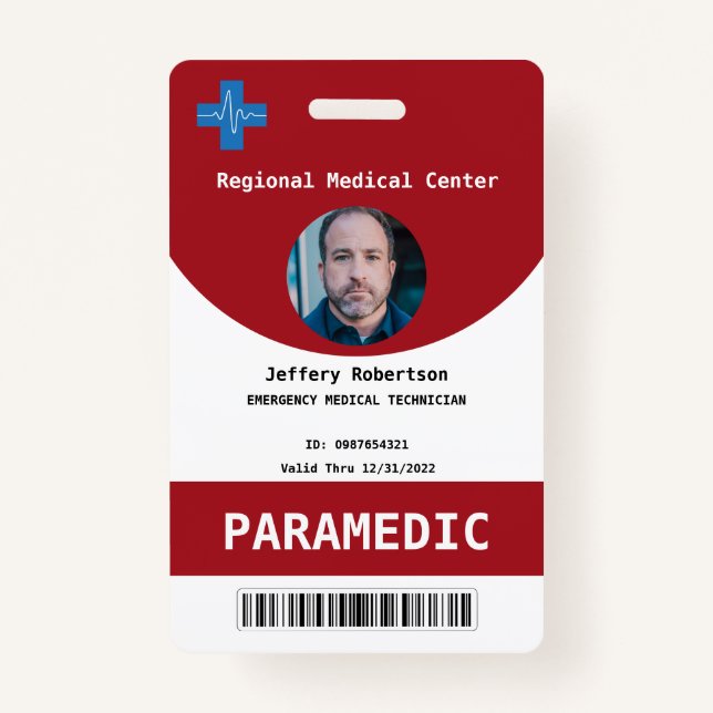 Paramedic Security ID  Badge ID Badge (Front)