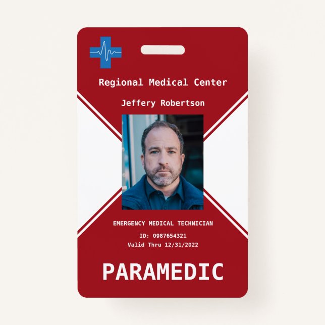 Paramedic Security ID  Badge ID Badge (Front)