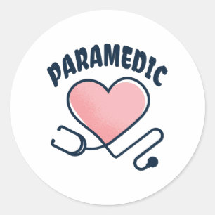 Paramedic Stethoscope with heart Classic Round Sticker