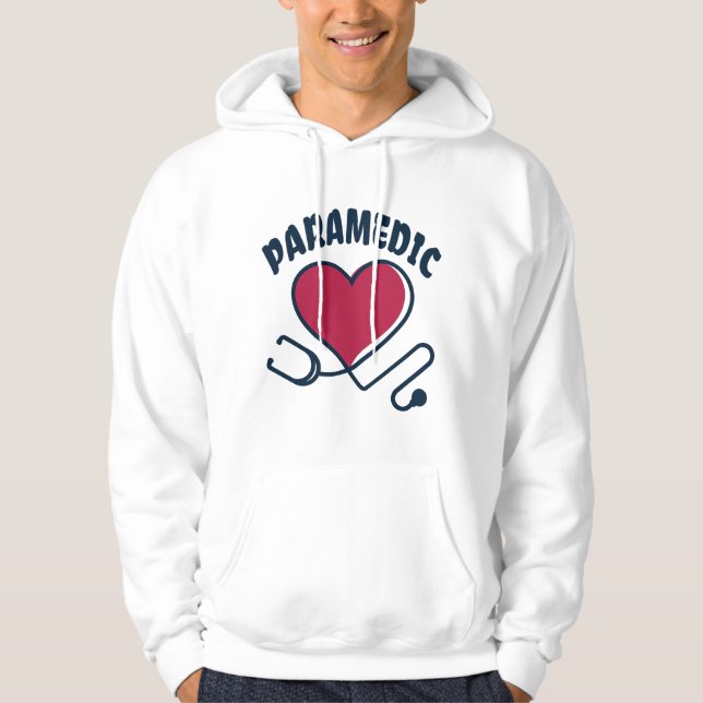 Paramedic Stethoscope with heart Hoodie (Front)