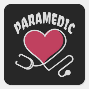 Paramedic Stethoscope with heart Square Sticker