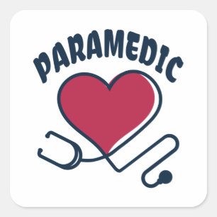 Paramedic Stethoscope with heart Square Sticker