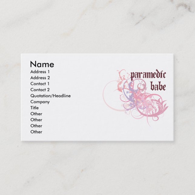 Paramedic Work Babe Business Card (Front)