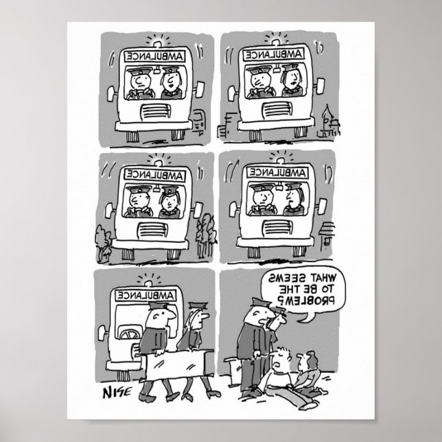 Paramedics Attend an Accident. Funny Poster (Front)