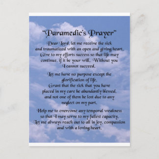 paramedics  prayer postcard