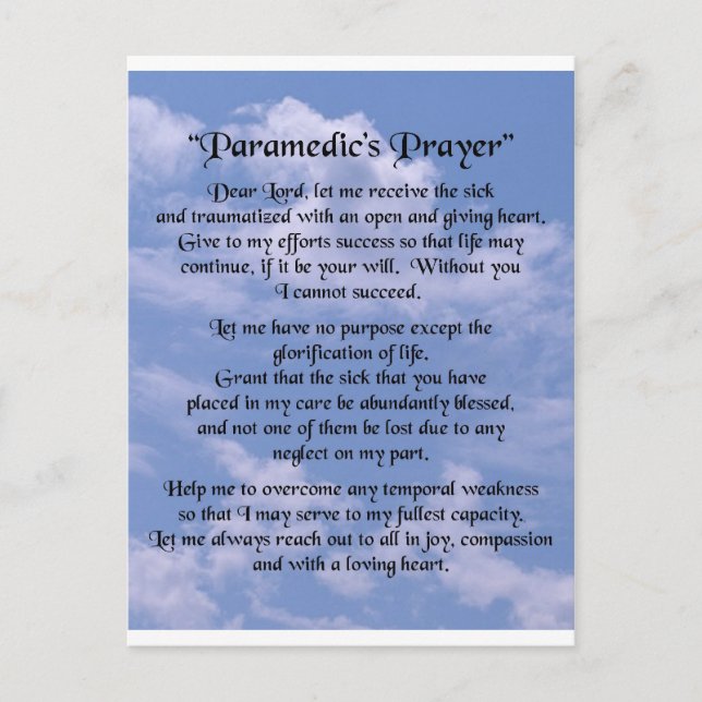 paramedics  prayer postcard (Front)