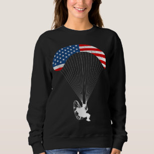 Paramotor Pilot USA American Flag Vintage Paramoto Sweatshirt