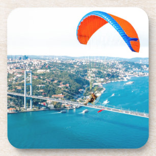 Paramotors Pilots Flying Over The Bosphorus Coaster