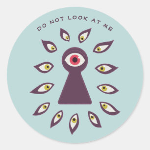 Paranoid Antisocial Anxiety Keyhole Eyes Classic Round Sticker