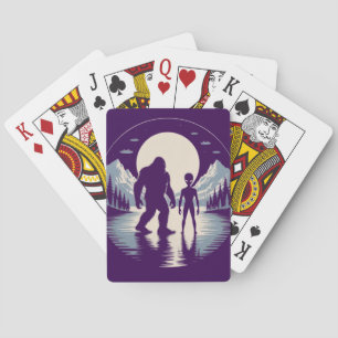 Paranormal Bigfoot Alien UFO Cryptid Art Playing Cards