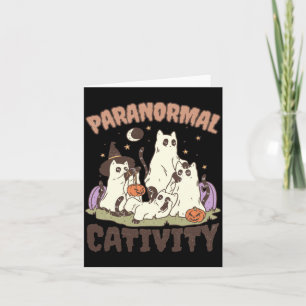 Paranormal Cativity Cute Retro Halloween Black Cat Card