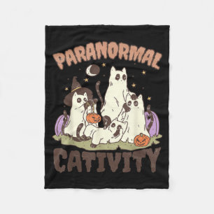 Paranormal Cativity Cute Retro Halloween Black Cat Fleece Blanket