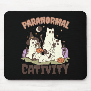 Paranormal Cativity Cute Retro Halloween Black Cat Mouse Mat