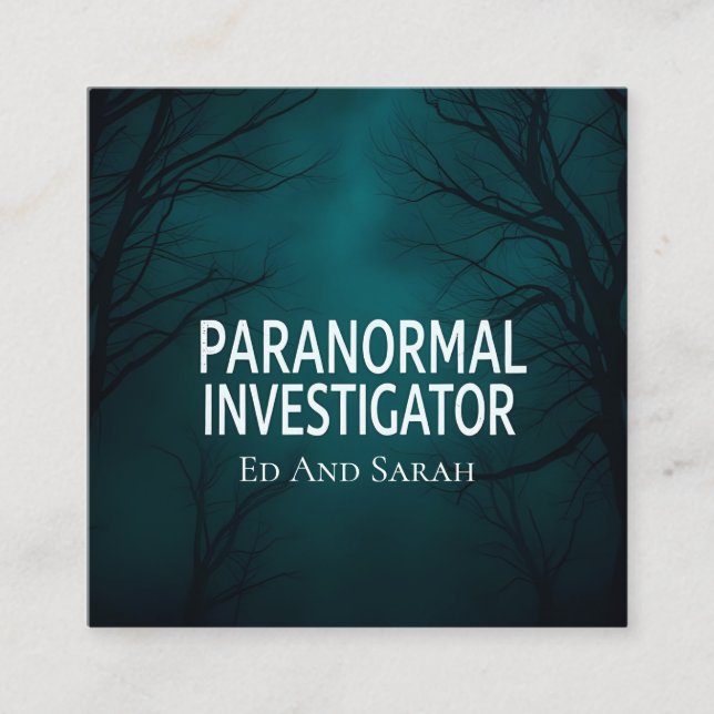Paranormal Investigator Dark Forest Square Business Card (Front)