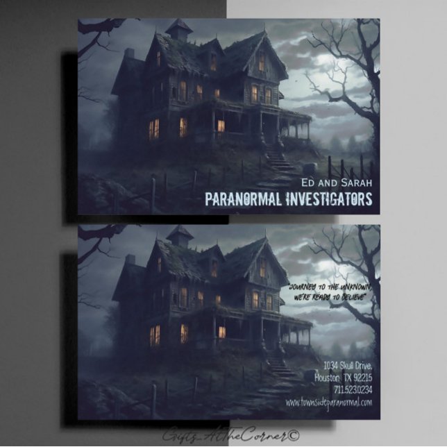 Paranormal Investigator Eerie Haunted House Business Card (Creator Uploaded)