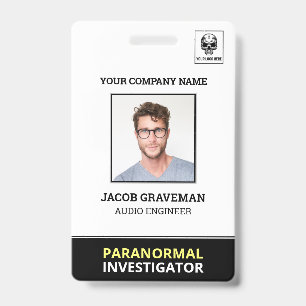 Paranormal Investigator Employee Photo ID Name Tag Badge