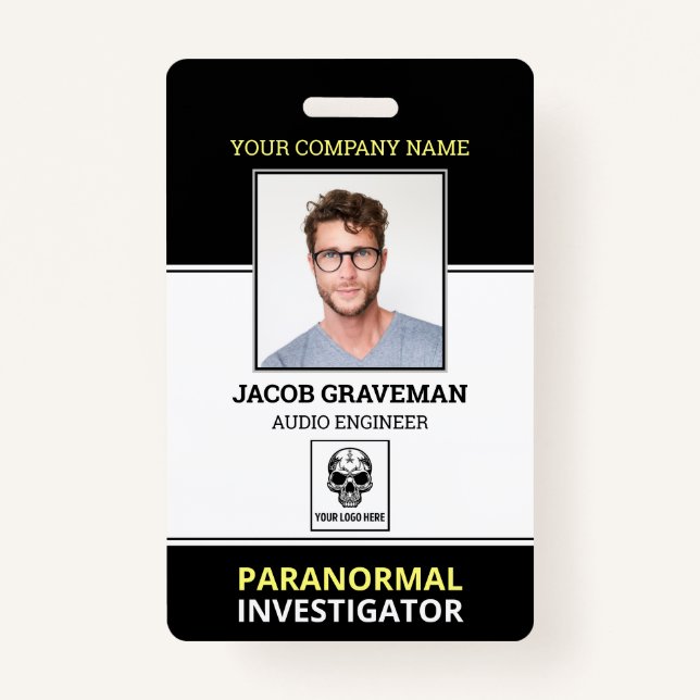 Paranormal Investigator Employee Photo ID Security ID Badge (Front)