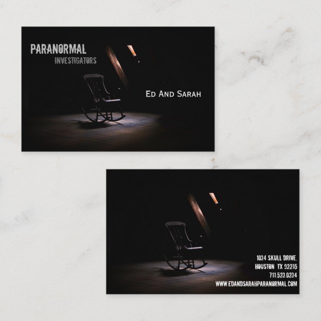 Paranormal Investigator Haunted Chair Attic Business Card (Front/Back)