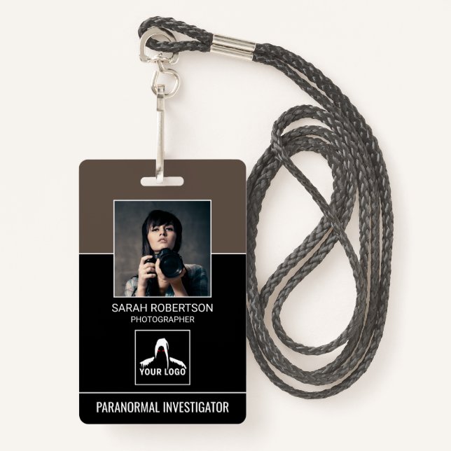 Paranormal Investigator QR Code Photo ID Security ID Badge (Front with Lanyard)