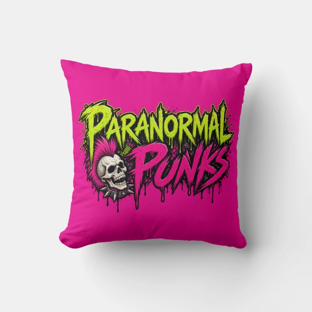 Paranormal Punks Throw Pillow - Pink (Front)