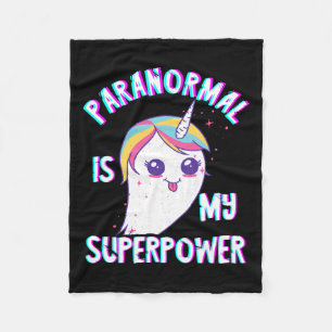 Paranormal Superpower Ghost Unicorn Ghost Hunting Fleece Blanket