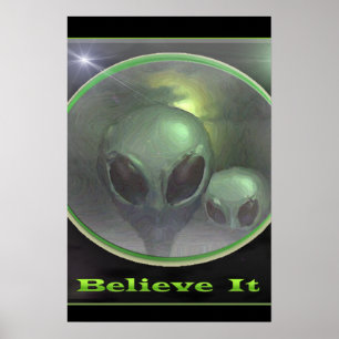Paranormal UFO greys Poster