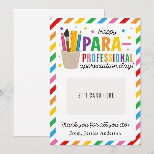 Paraprofessional Appreciation Day Gift Card Holder (Front/Back)