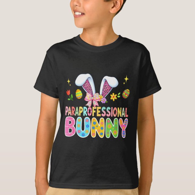 Paraprofessional Bunny Easter Colourful Leopard T-Shirt (Front)