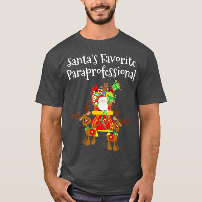 Paraprofessional Christmas Santas Favourite Aide T-Shirt (Front)