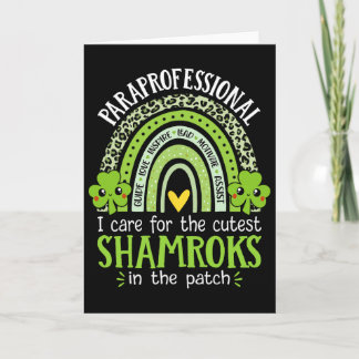 Paraprofessional Cutest Shamrocks Teacher St Patri Card