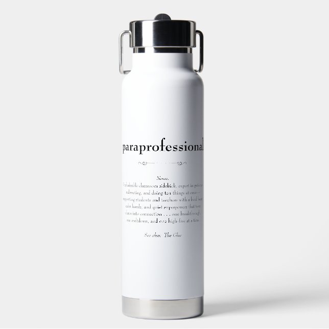 Paraprofessional Definition Appreciation Gift Water Bottle (Front)