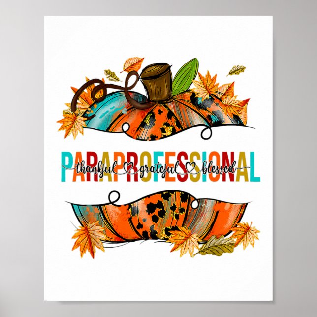 Paraprofessional Happy Fall Y’all Pumpkin Para Tea Poster (Front)