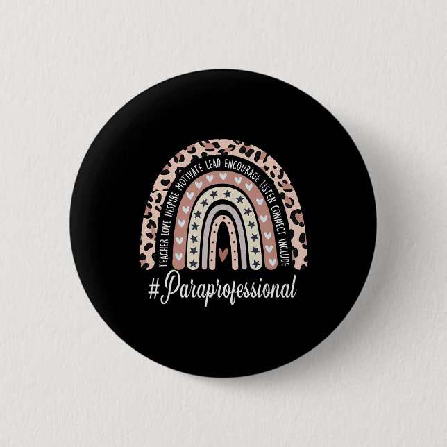 Paraprofessional Life Boho Leopard Rainbow Back To 6 Cm Round Badge (Front)