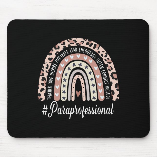 Paraprofessional Life Boho Leopard Rainbow Back To Mouse Mat (Front)