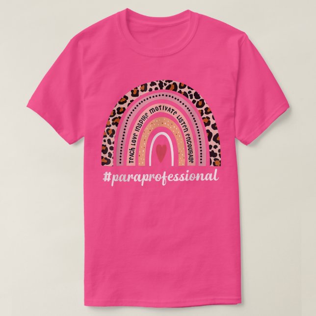 Paraprofessional Life Boho Leopard Rainbow Back To T-Shirt (Design Front)