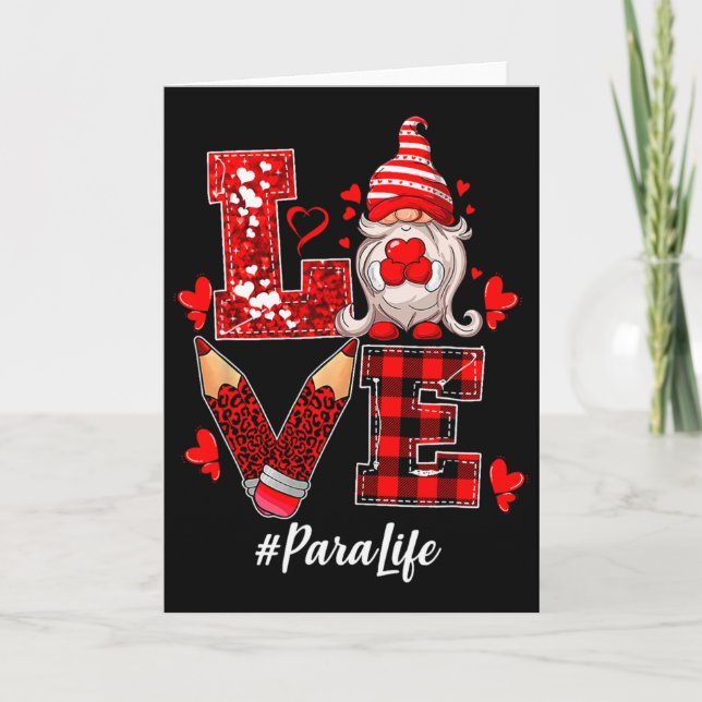 Paraprofessional Para Squad Love Gnome Happy Valen Card (Front)