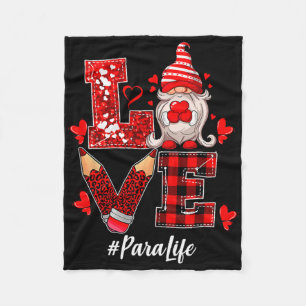 Paraprofessional Para Squad Love Gnome Happy Valen Fleece Blanket