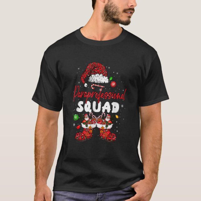 Paraprofessional Squad Leopard Santa Christmas Job T-Shirt (Front)